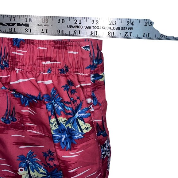 St Johns Bay Mens Hawaiian Print Swim Trunks 3XL Pink Tropical Polyester - Picture 11 of 14
